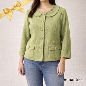 Semantiks Nordstrom Light Green Tweed Retro Blazer